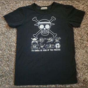 Baleno One Piece King Of The Pirates Straw Hat Crew Glittery Graphic Shirt S